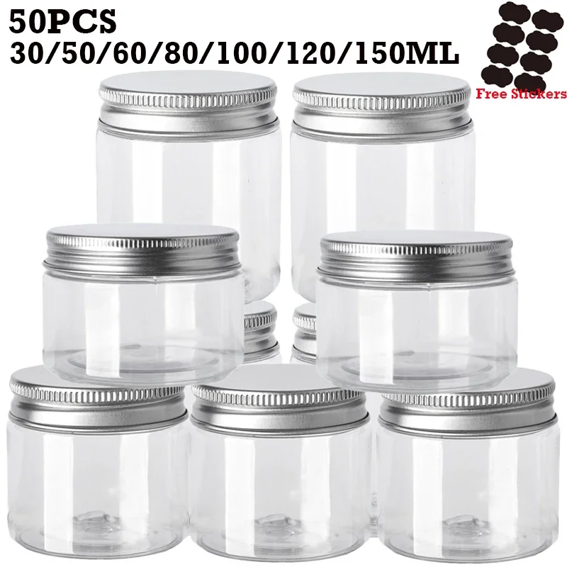 Mason Jar 8Oz - 50pcs/Lot 30/50/60/80/100/120/150ML Storage Jars Empty Plastic