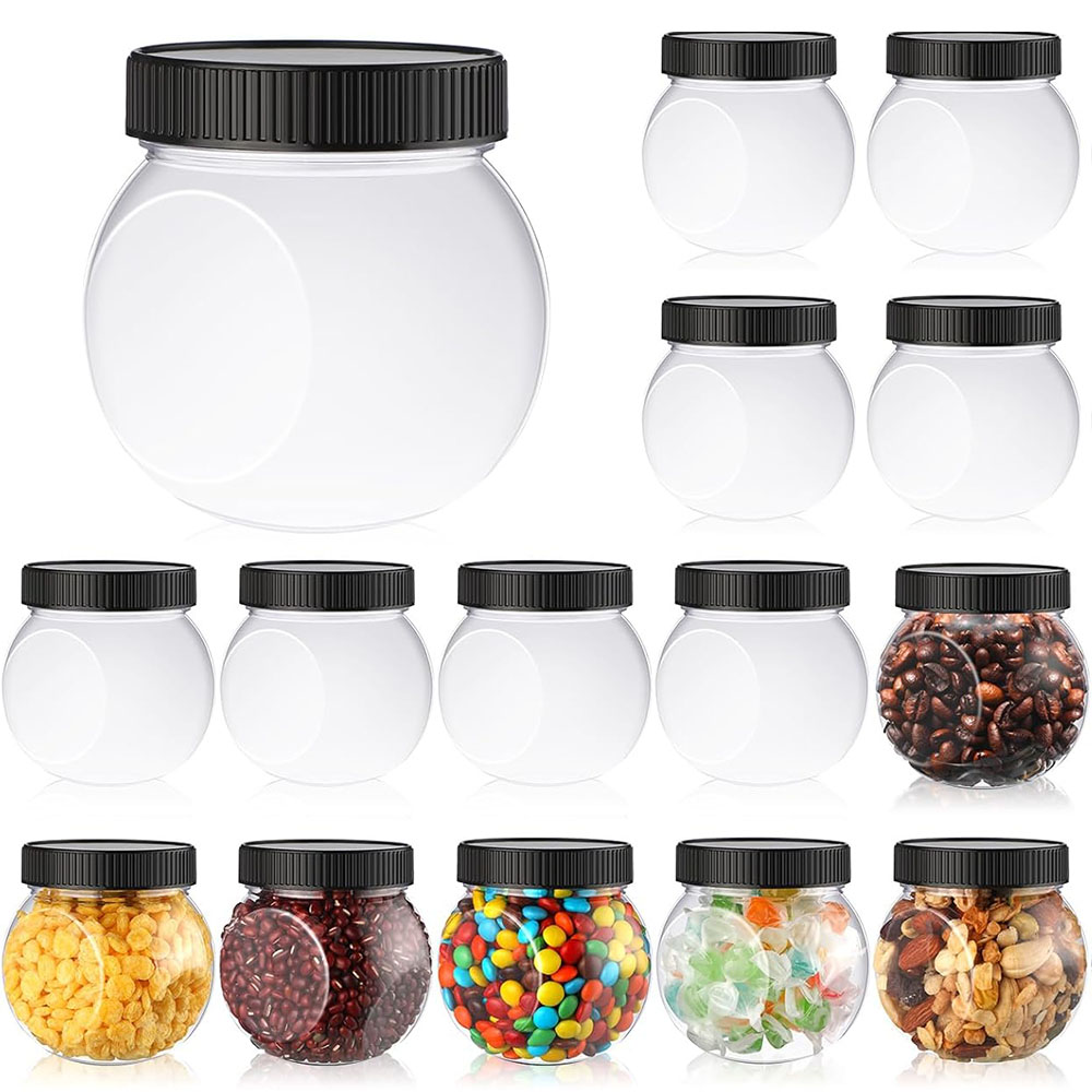 Mason Jar 8Oz - Plastic Candy Jars with Lids Side