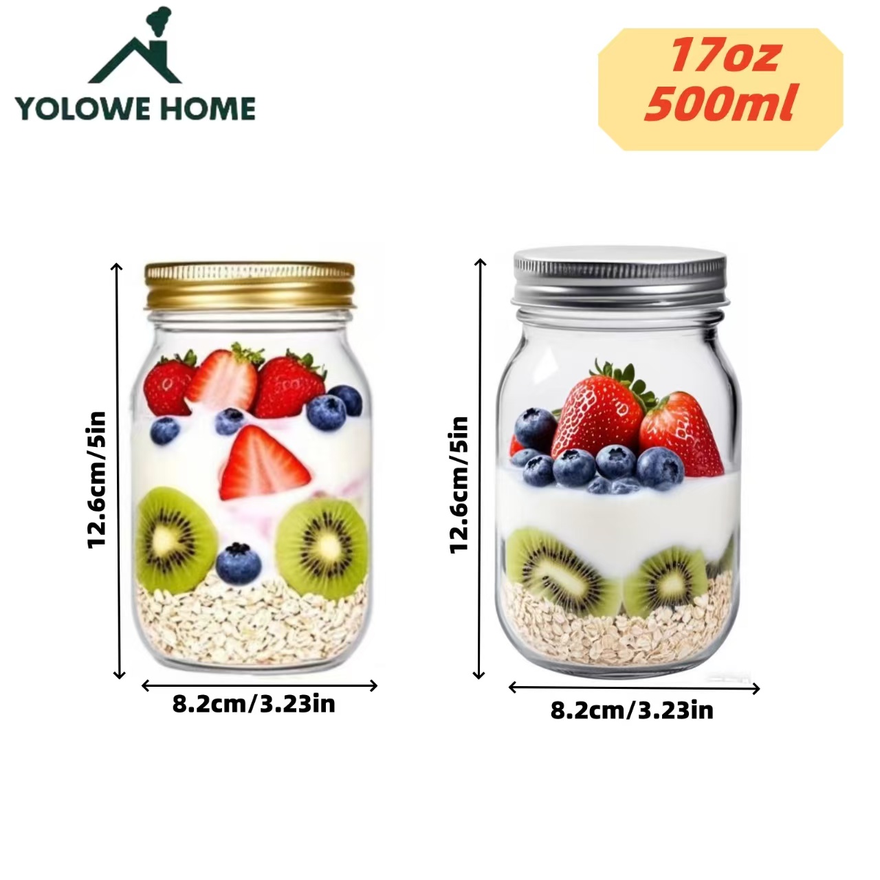 6Pcs, 12Pcs, 500Ml/16Oz, Glass - огляд і ціна Mason Jar 8Oz