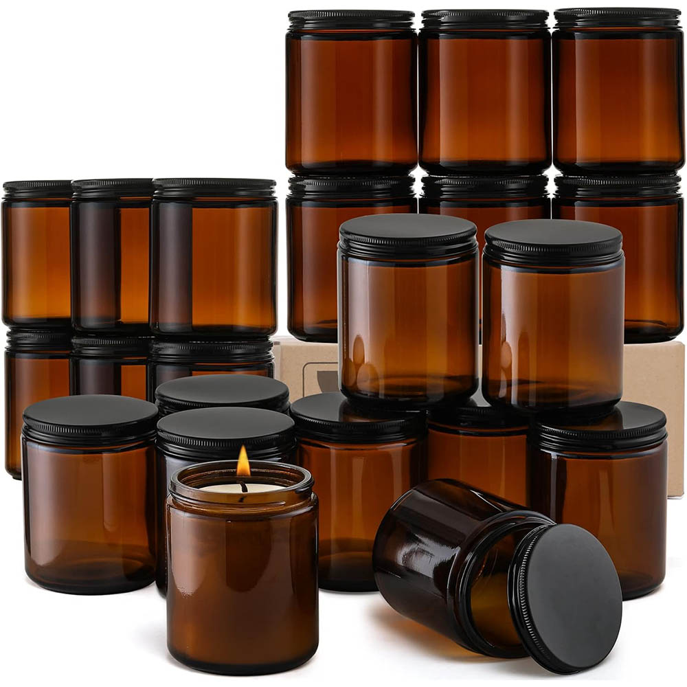 8oz Amber Glass Jars with Blac - огляд і ціна Mason Jar 8Oz