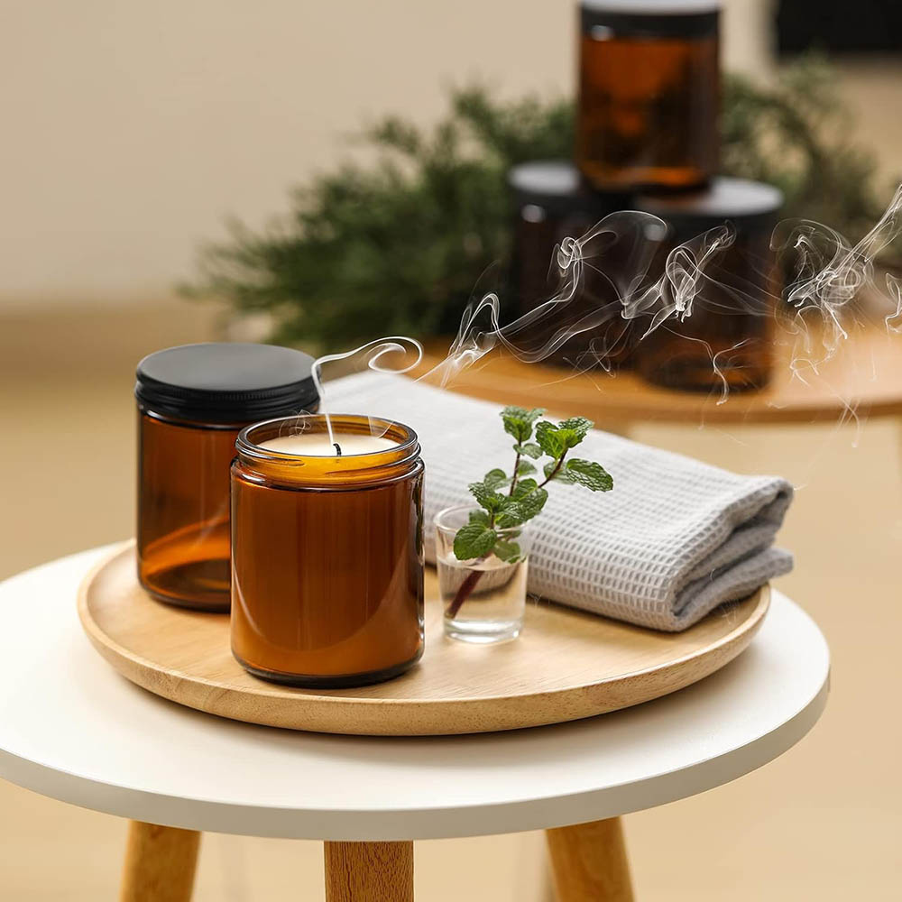 8oz Amber Glass Jars with Blac - огляд і ціна Mason Jar 8Oz