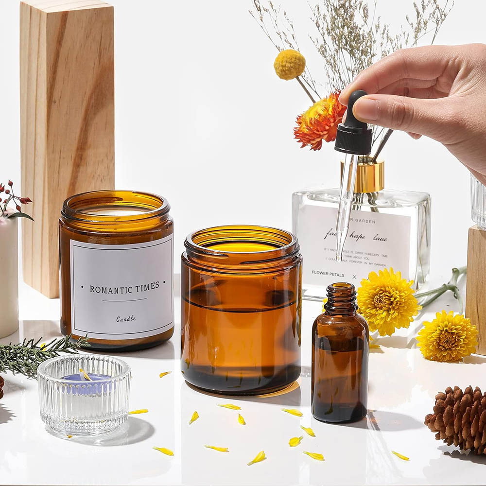 8oz Amber Glass Jars with Blac - огляд і ціна Mason Jar 8Oz