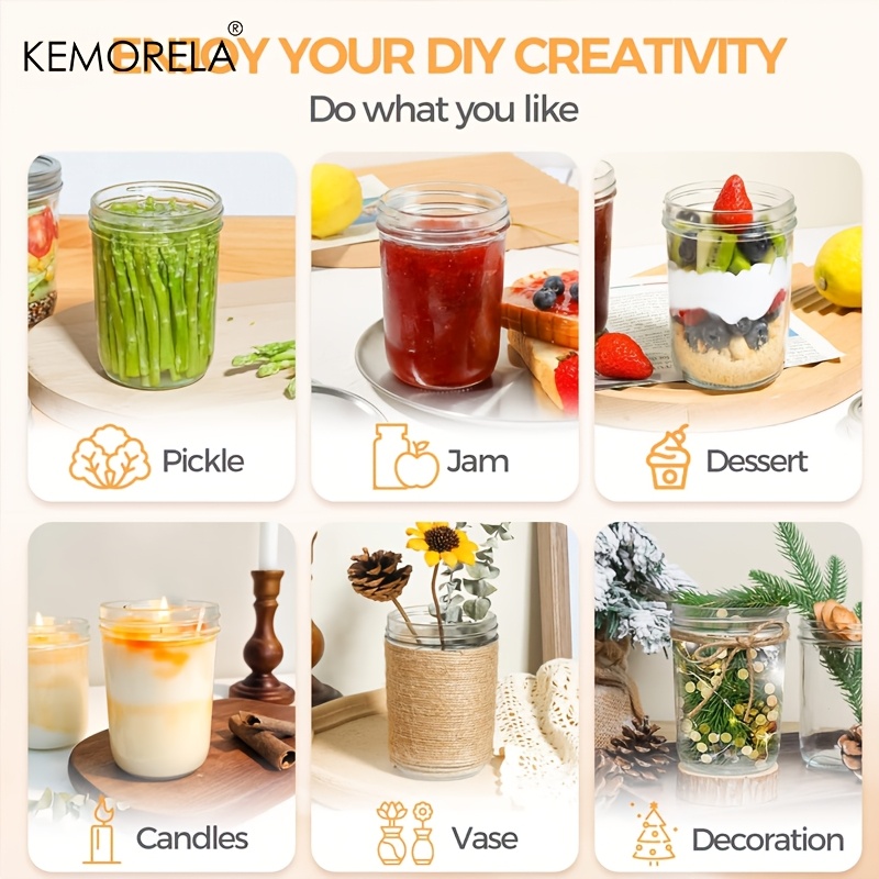 KEMORELA Mason Jars 350ML With - огляд і ціна Mason Jar 8Oz