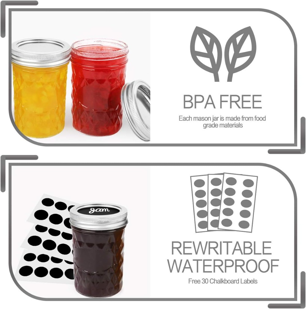 16-Pack 8oz Mason Jars with Re - огляд і ціна Mason Jar 8Oz