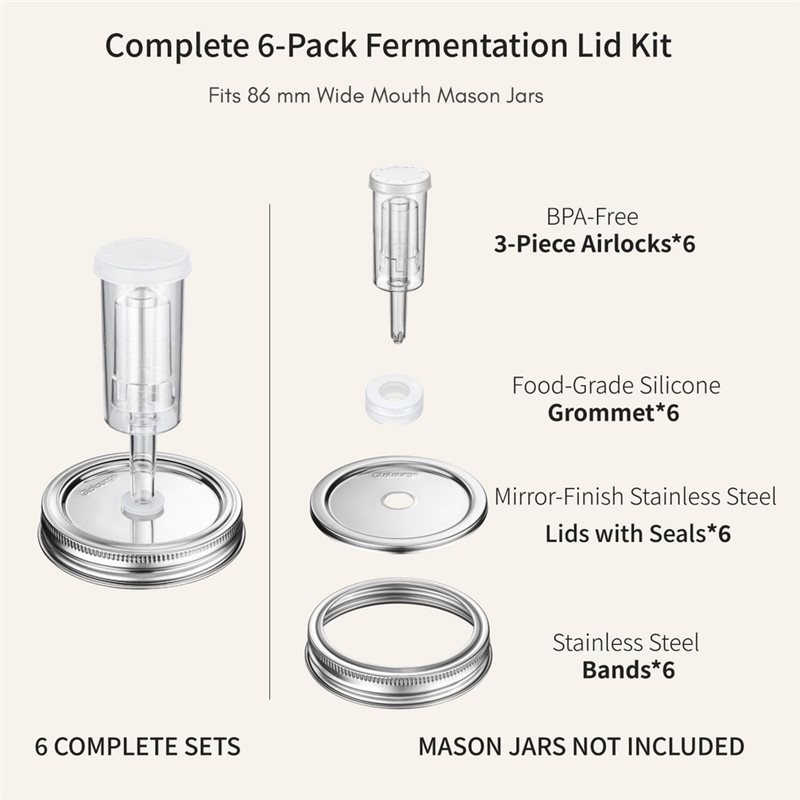 DTEW-Fermentation Lids For 8 T - огляд і ціна Mason Jar 8Oz